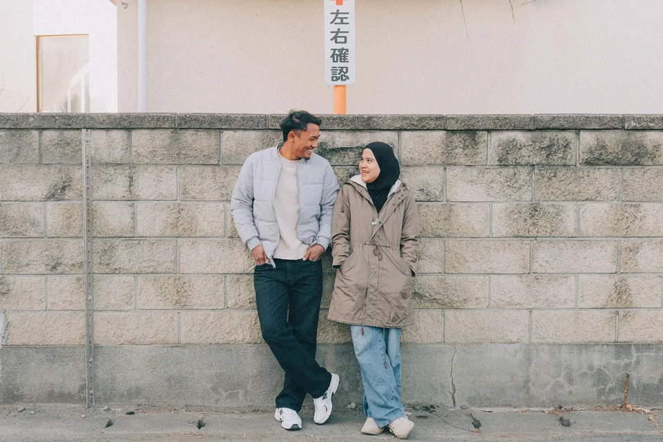 Portrait of a couple by the lake